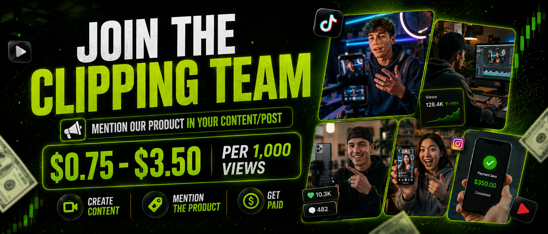 Join the clipping team — earn $0.75 to $3.50 per 1,000 views